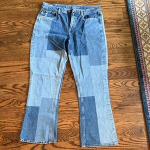 American Eagle Outfitters 90s Bootcut Blue Patchwork Jeans